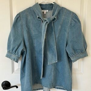 Denim Short Sleeve Tie Top